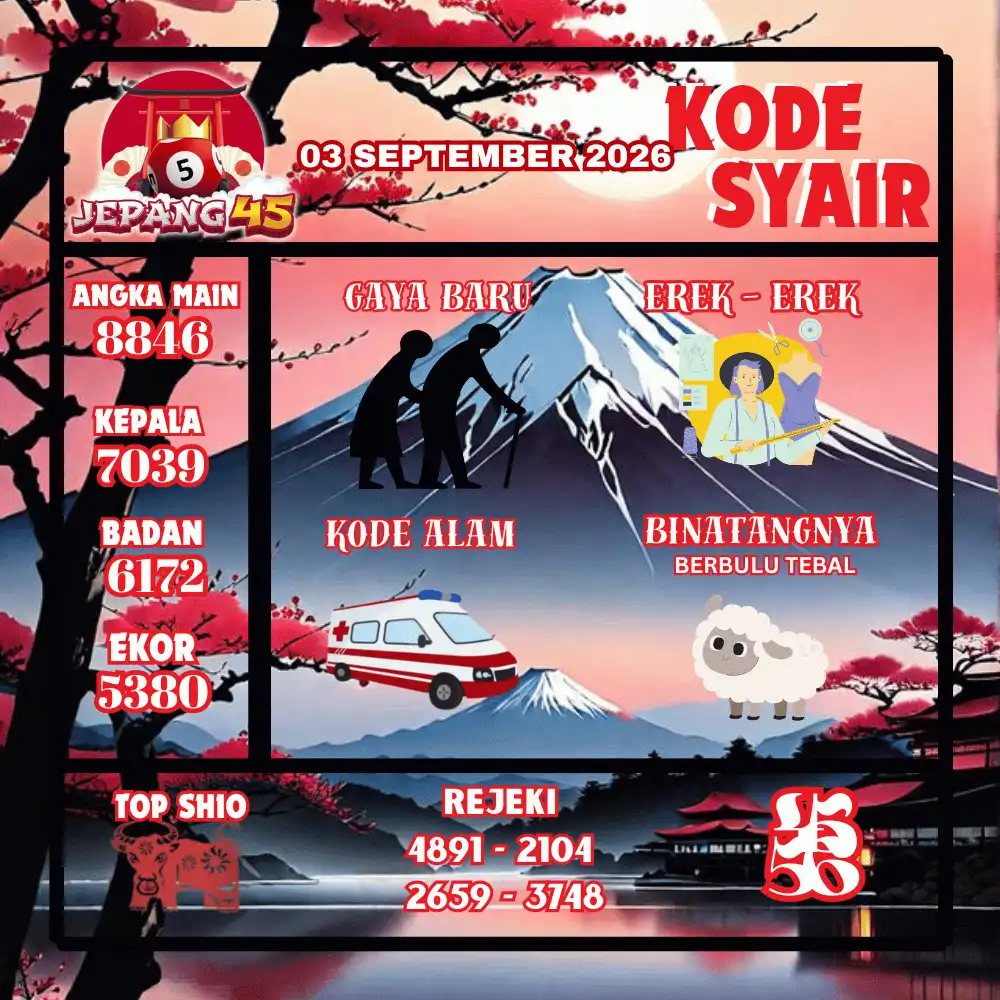 Kode Syair Jepang45  Pools - September 2026
