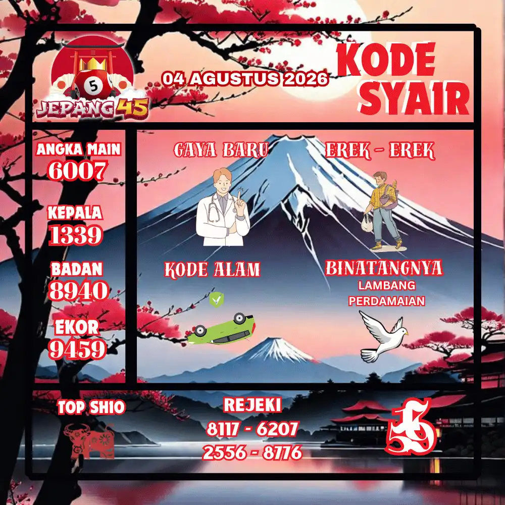 Kode Syair Jepang45  Pools - Agustus 2026
