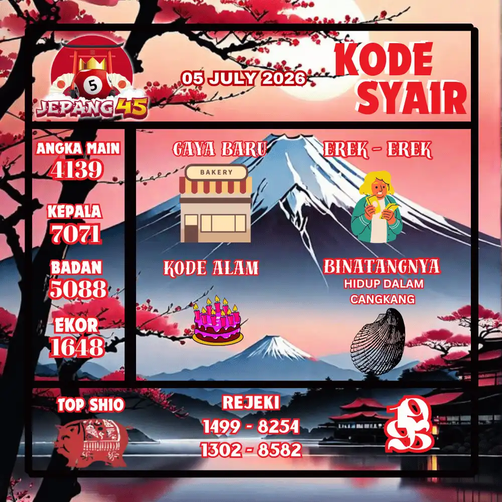 Kode Syair Jepang45  Pools - Juli 2026
