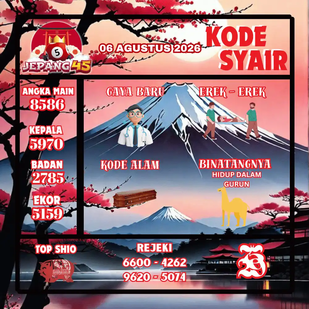 Kode Syair Jepang45  Pools - Agustus 2026
