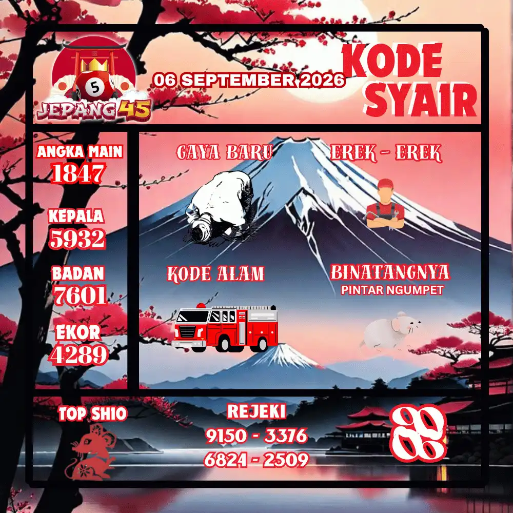 Kode Syair Jepang45  Pools - September 2026
