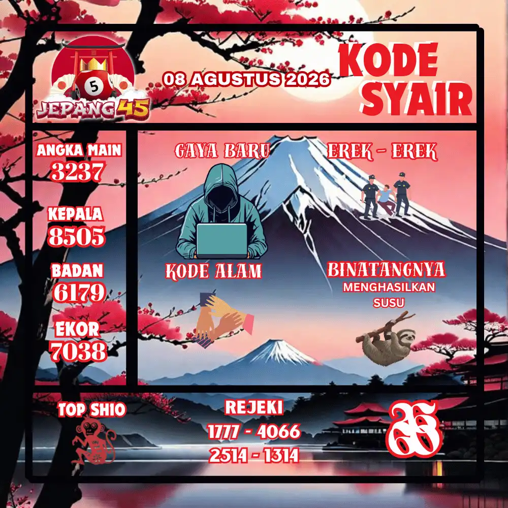 Kode Syair Jepang45  Pools - Agustus 2026
