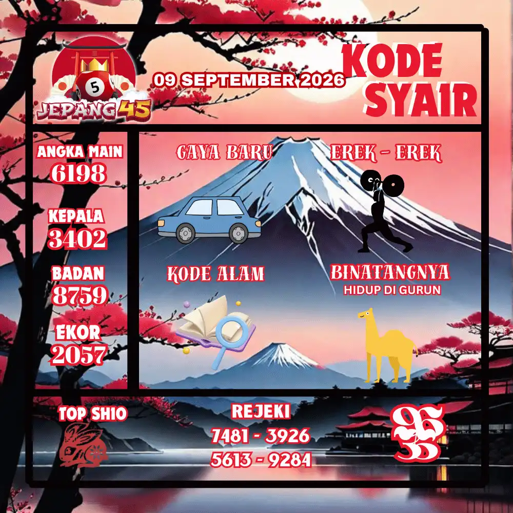 Kode Syair Jepang45  Pools - September 2026

