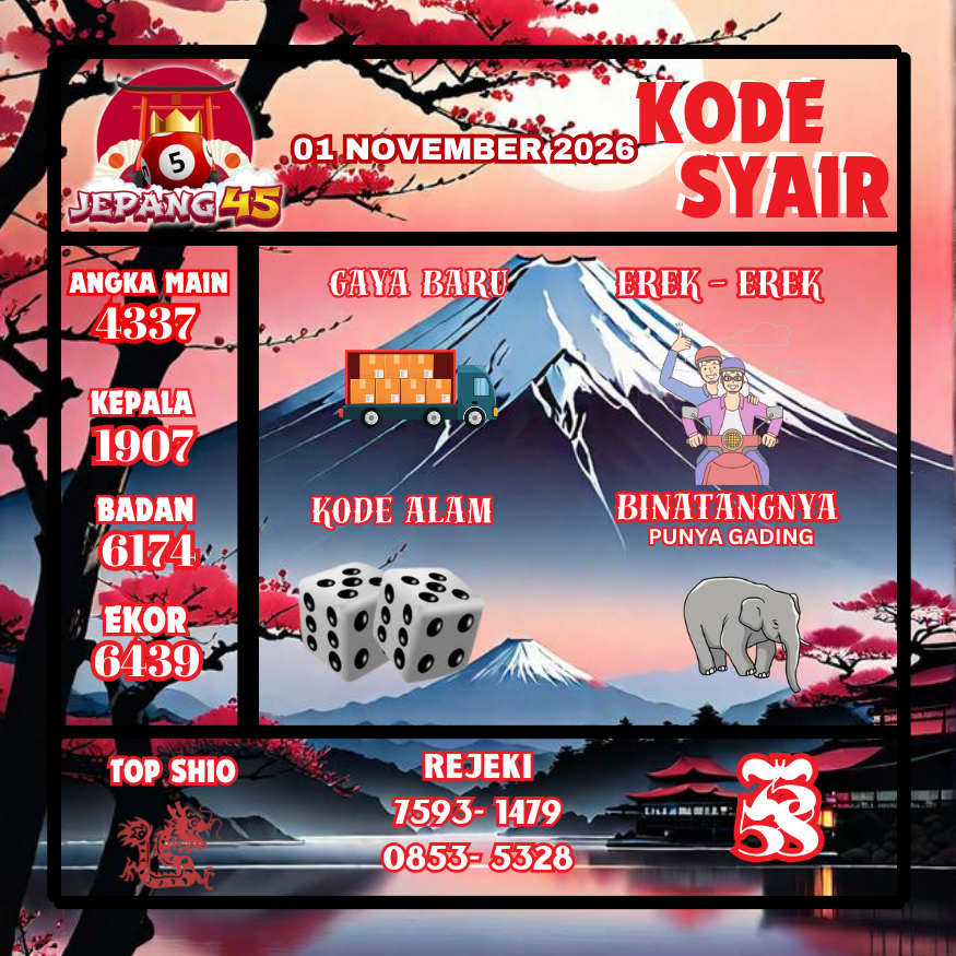 Kode Syair Jepang45 Pools 01 November 2026
