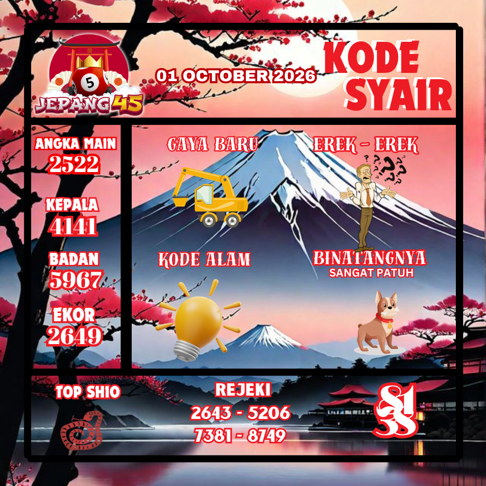 Kode Syair Jepang45 Pools 01 Oktober2026