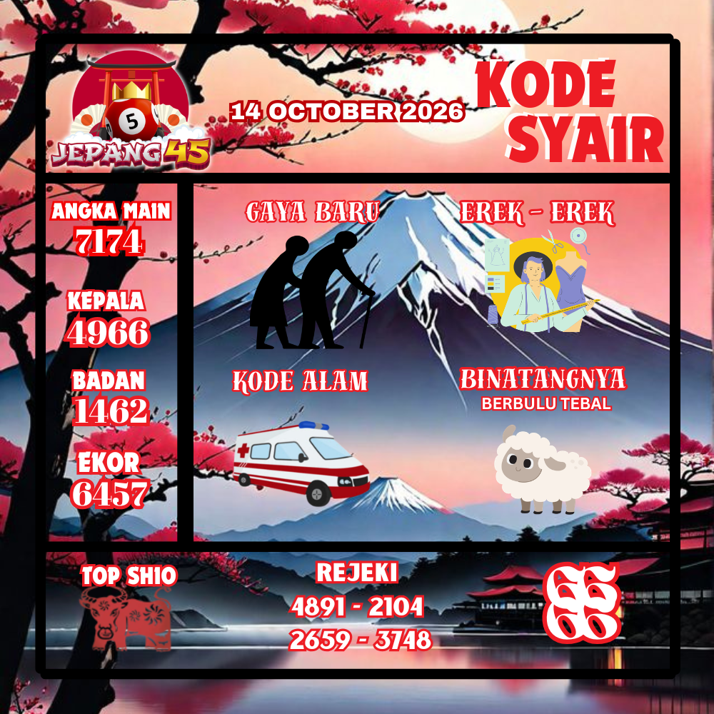Kode Syair Jepang45 Pools 14 Oktober2026