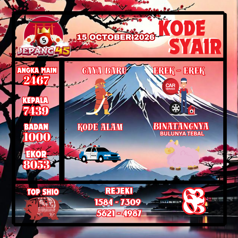 Kode Syair Jepang45 Pools 15 Oktober2026