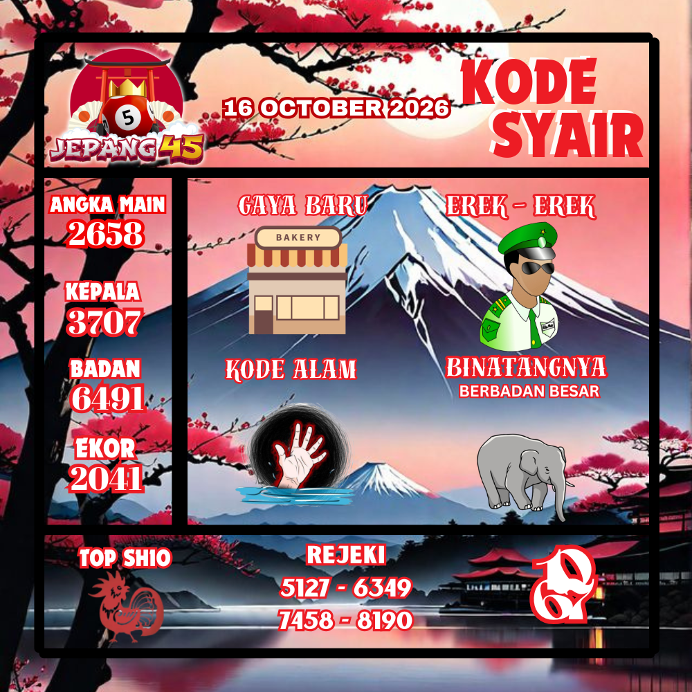 Kode Syair Jepang45 Pools 16 Oktober2026
