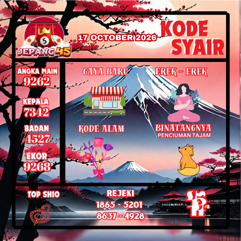 Kode Syair Jepang45 Pools 17 Oktober2026