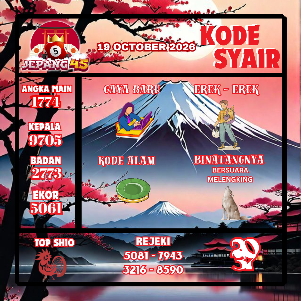 Kode Syair Jepang45 Pools 19 Oktober2026