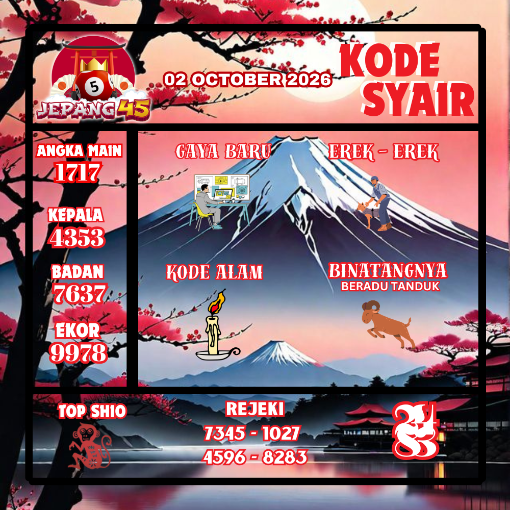 Kode Syair Jepang45 Pools 02 Oktober2026