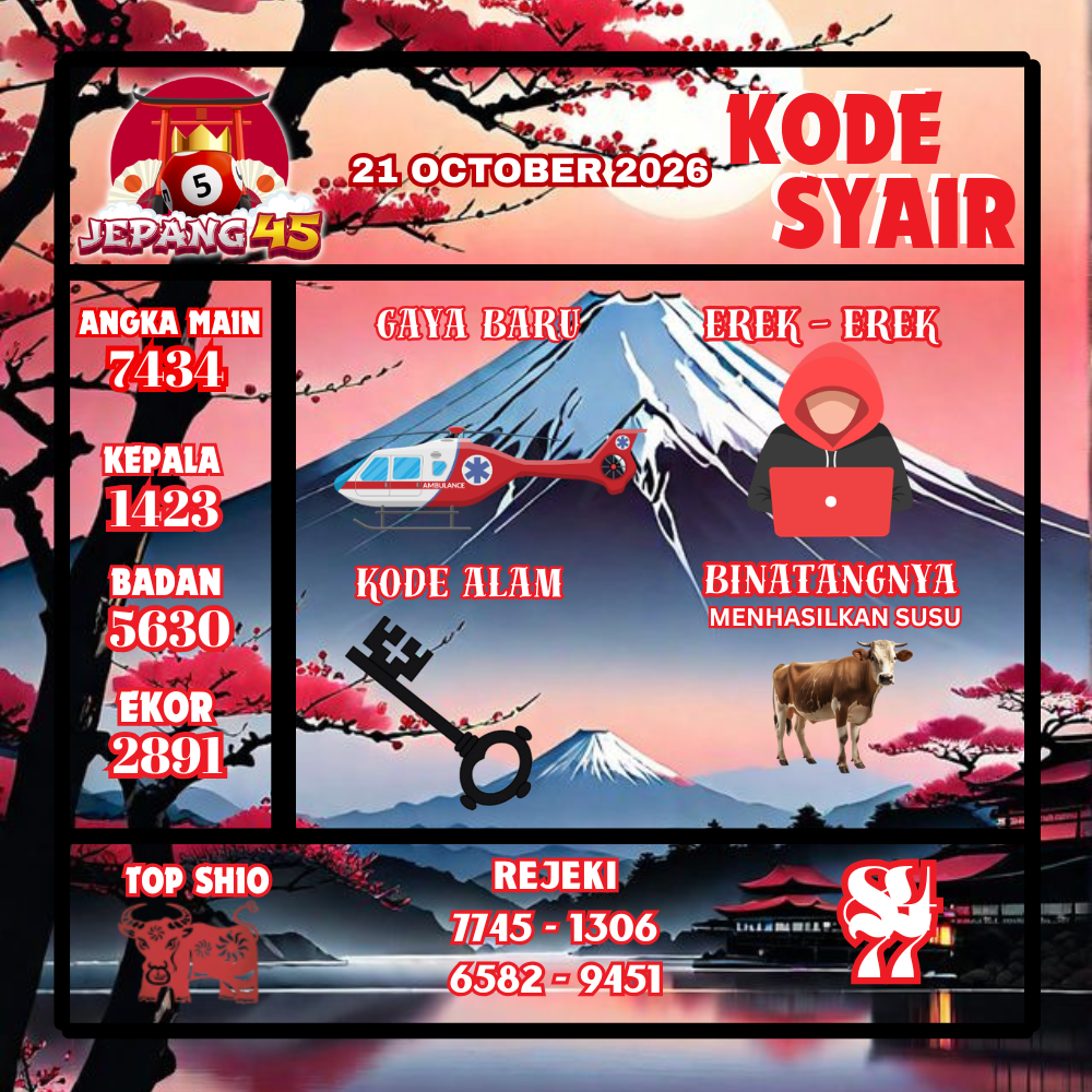 Kode Syair Jepang45 Pools 21 Oktober2026