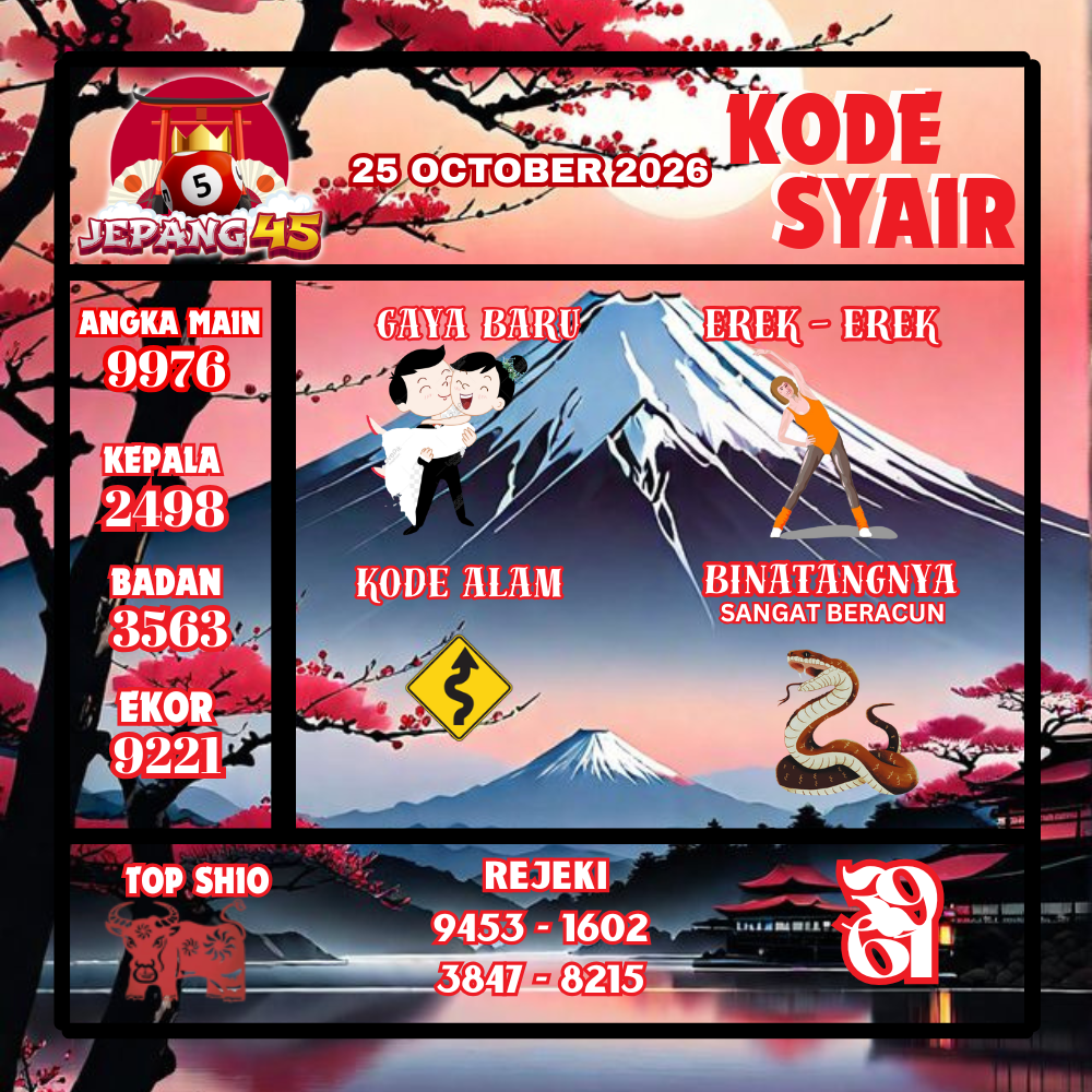 Kode Syair Jepang45 Pools 25 Oktober2026