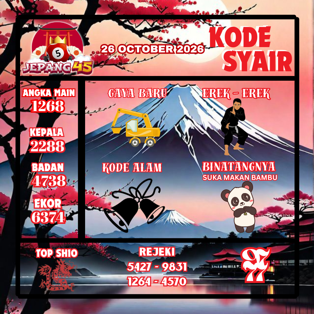 Kode Syair Jepang45 Pools 26 Oktober2026