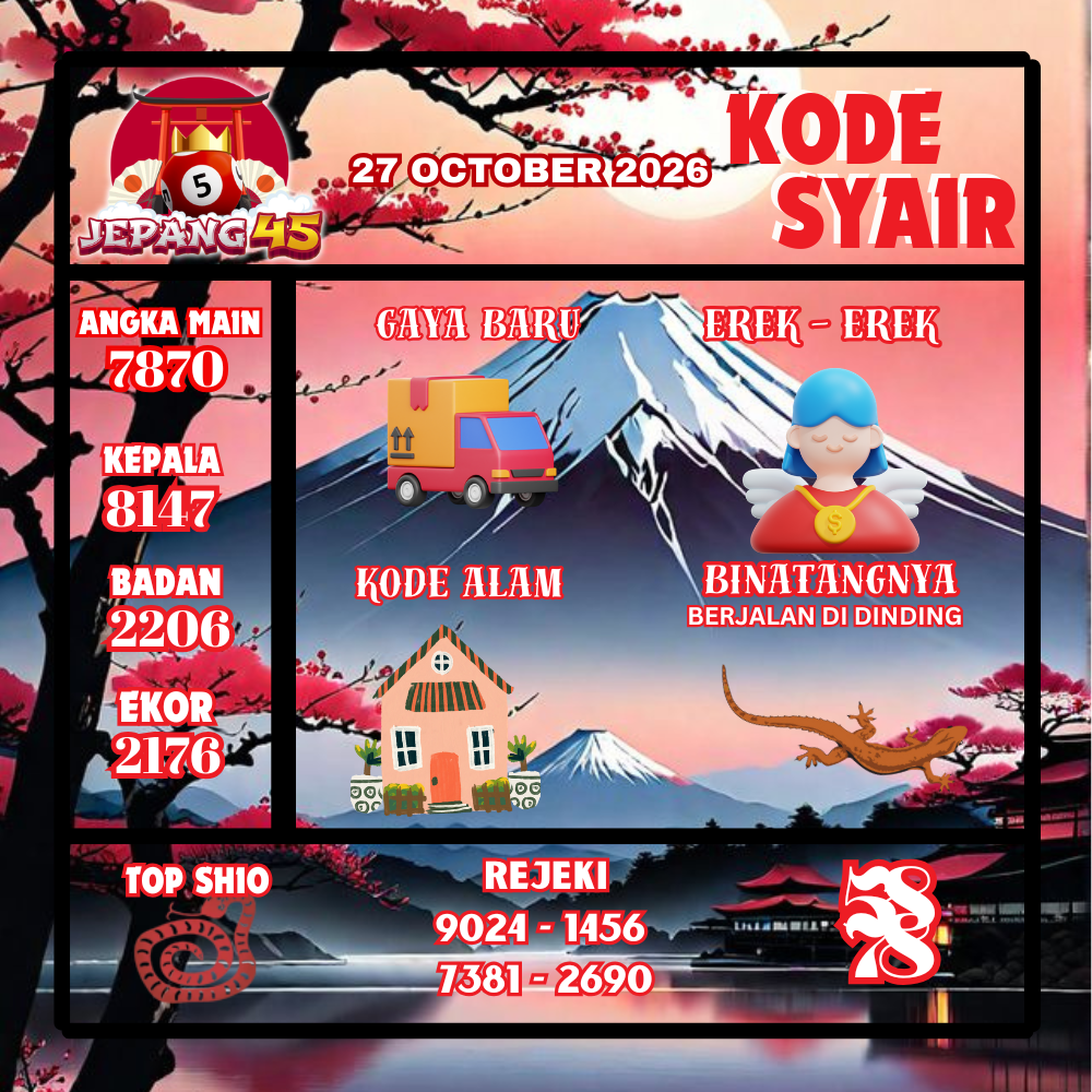 Kode Syair Jepang45 Pools 27 Oktober2026