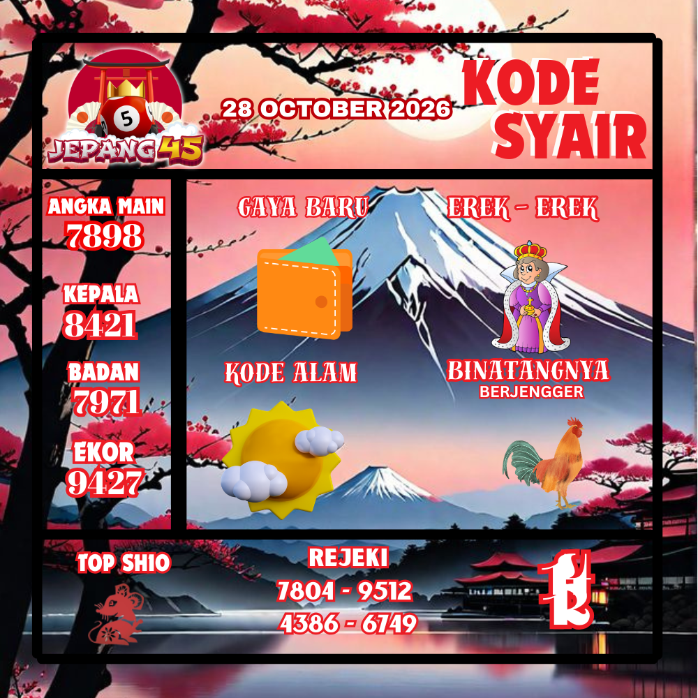 Kode Syair Jepang45 Pools 28 Oktober2026