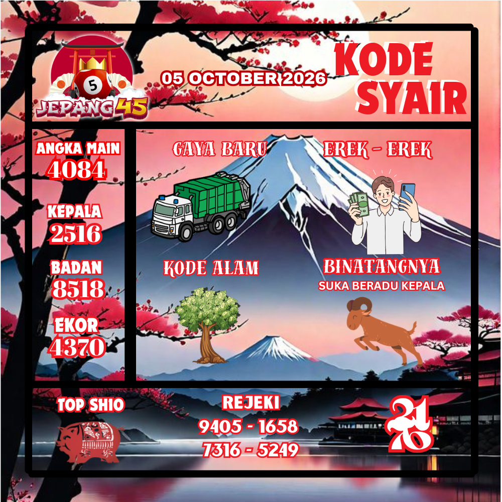 Kode Syair Jepang45 Pools 05 Oktober2026