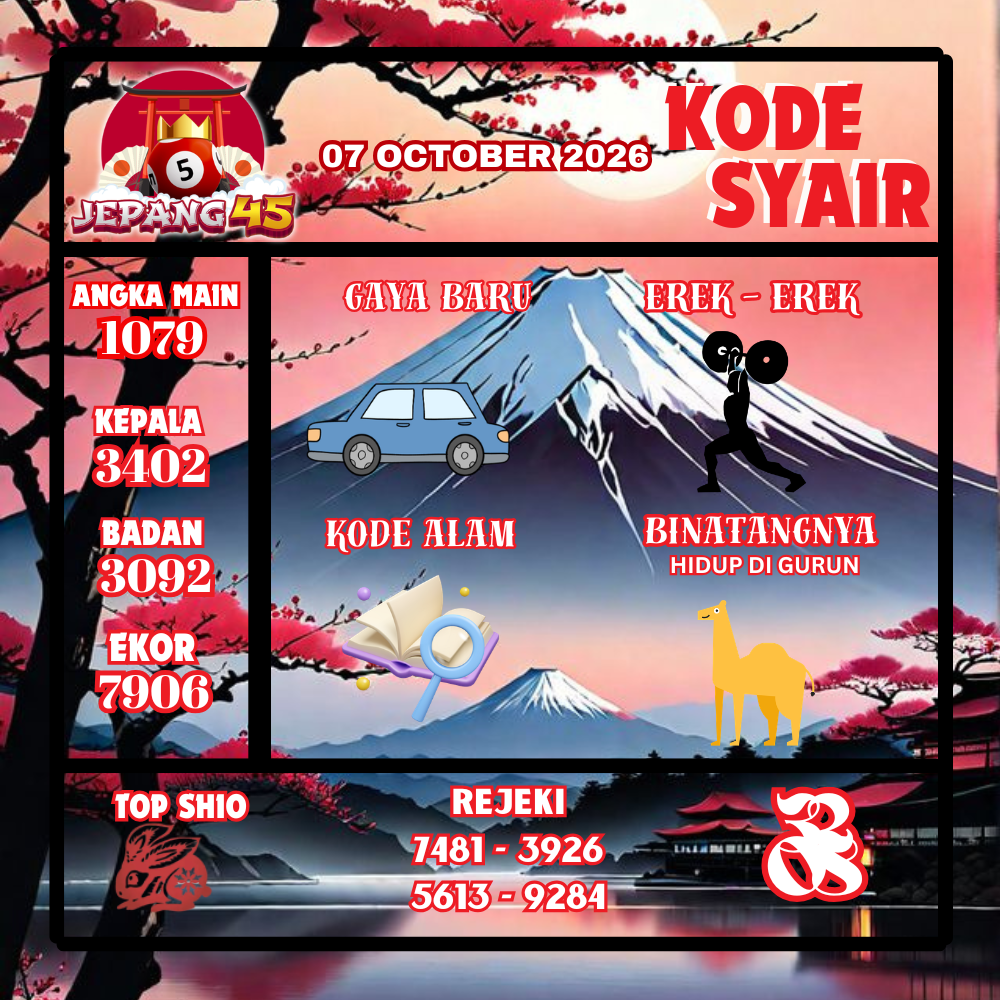 Kode Syair Jepang45 Pools 07 Oktober2026