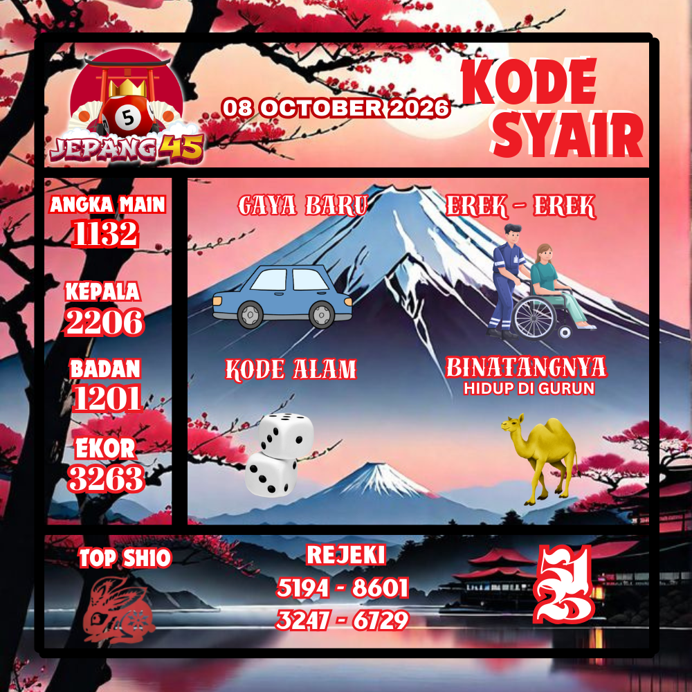 Kode Syair Jepang45 Pools 08 Oktober2026