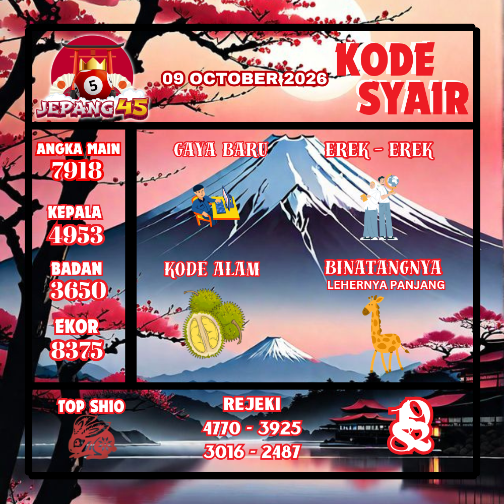 Kode Syair Jepang45 Pools 09 Oktober2026